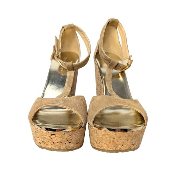 Jimmy Choo Tan Suede Cork Platform Wedge Pela Sandals - Size - Picture 3 of 7